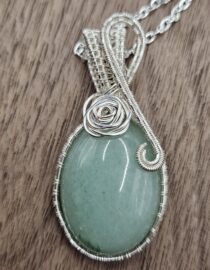Green Aventurine With Silver Flower
