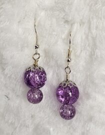 Purple Crackle Bead Earrings