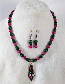Green/Pink Beaded Rhinestone Charm