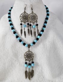 Black/Teal Beaded Dreamcatcher